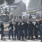 farmers police barricades