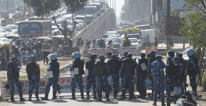 farmers police barricades