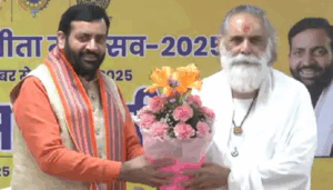 cm saini with swami gyananand