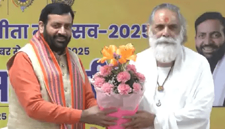 cm saini with swami gyananand