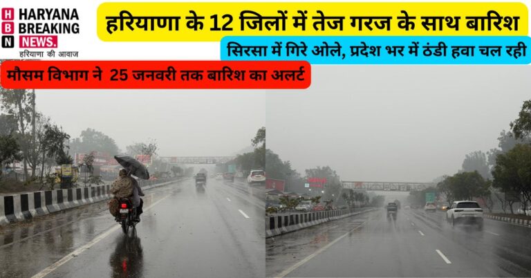 हरियाणा के 12 जिलों में तेज गरज के साथ बारिश